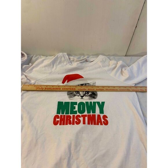 Cold Crush Cat Kitten Santa Hat Xl juniors Meowy Christmas sweatshirt - Picture 4 of 6